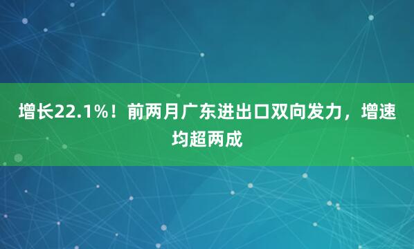 增长22.1%!前两月广东进出口双向发力,增速均超两成