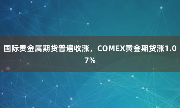国际贵金属期货普遍收涨，COMEX黄金期货涨1.07%