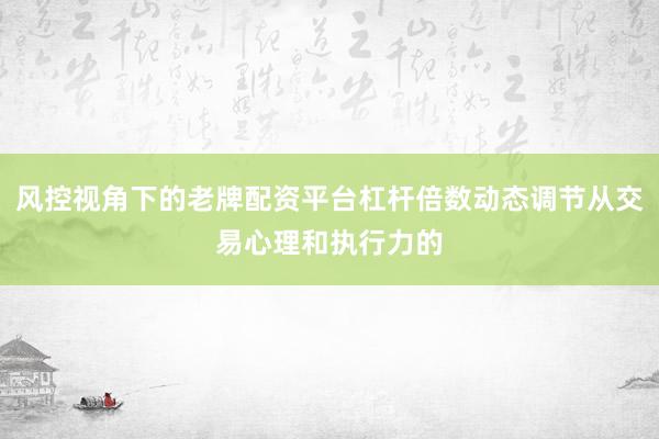 风控视角下的老牌配资平台杠杆倍数动态调节从交易心理和执行力的