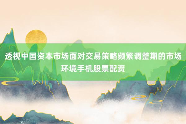 透视中国资本市场面对交易策略频繁调整期的市场环境手机股票配资