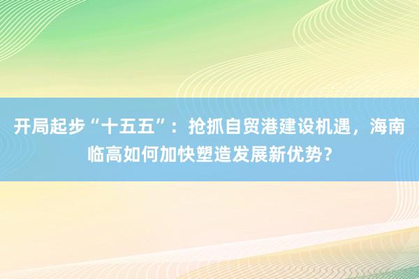 开局起步“十五五”：抢抓自贸港建设机遇，海南临高如何加快塑造发展新优势？