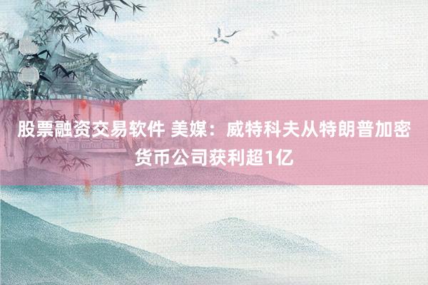 股票融资交易软件 美媒：威特科夫从特朗普加密货币公司获利超1亿