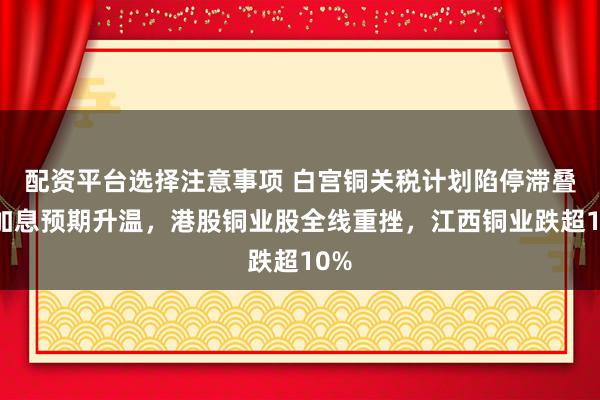 配资平台选择注意事项 白宫铜关税计划陷停滞叠加加息预期升温，港股铜业股全线重挫，江西铜业跌超10%