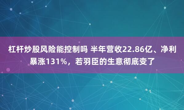 杠杆炒股风险能控制吗 半年营收22.86亿、净利暴涨131%，若羽臣的生意彻底变了