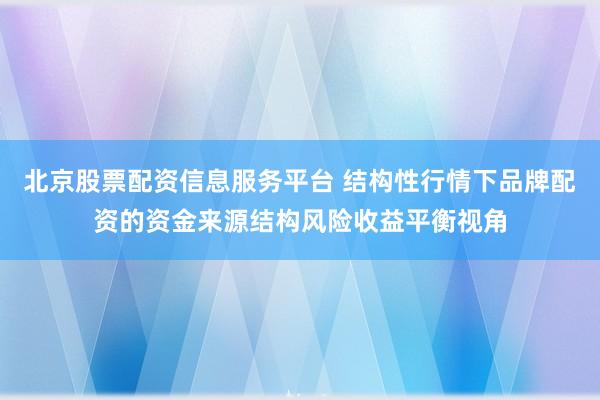 北京股票配资信息服务平台 结构性行情下品牌配资的资金来源结构风险收益平衡视角