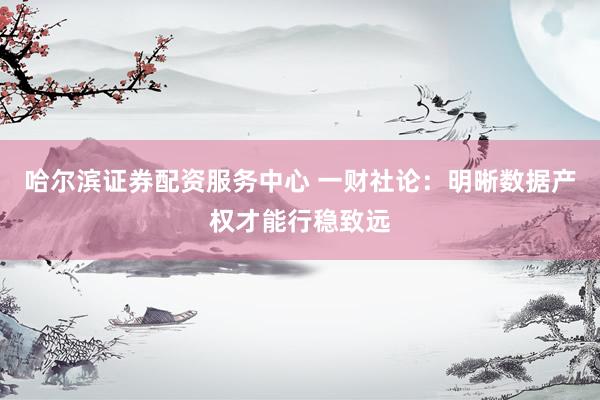 哈尔滨证券配资服务中心 一财社论：明晰数据产权才能行稳致远
