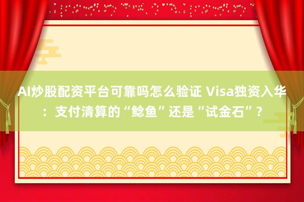 AI炒股配资平台可靠吗怎么验证 Visa独资入华：支付清算的“鲶鱼”还是“试金石”？